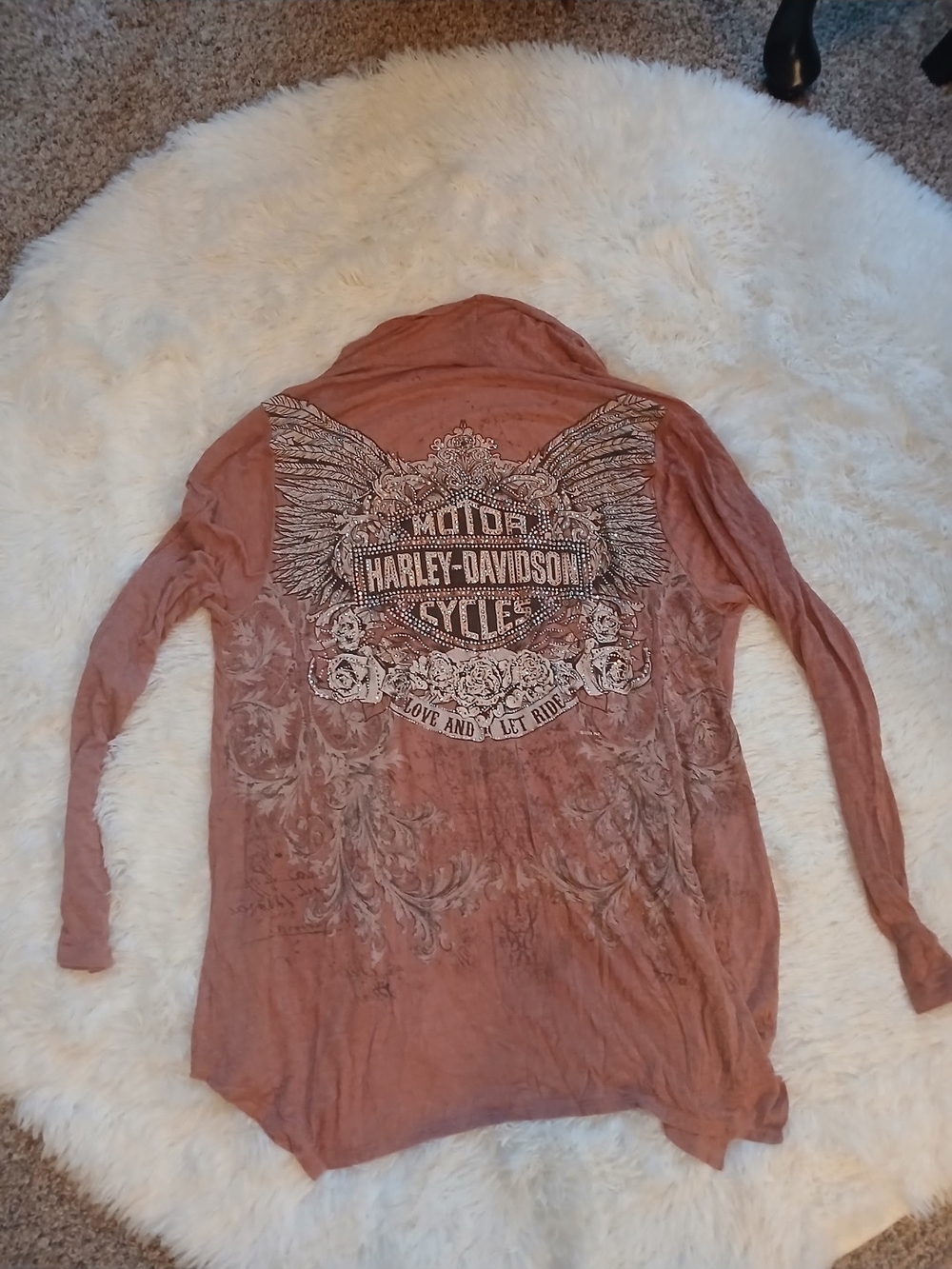 Harley-Davidson Rose-Toned Winged Logo Long Sleeve Top